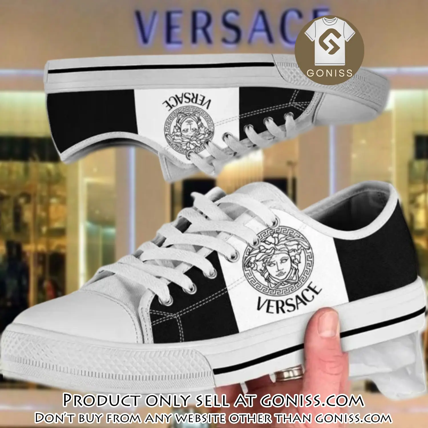 Versace medusa golden white low top canvas shoes luxury brand gifts for men women gn0121150